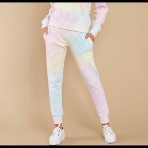 Red dress boutique tie dye joggers